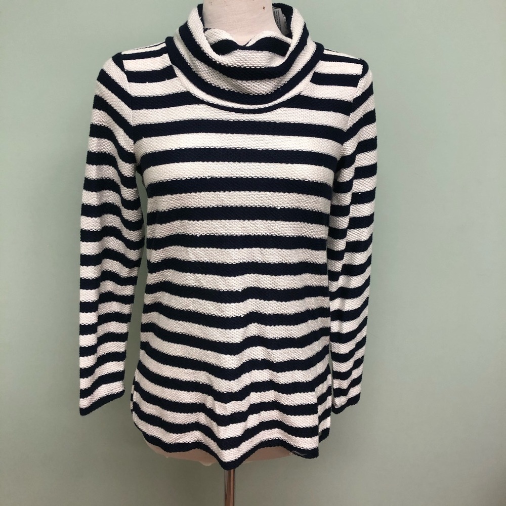 French Dressing Jeans | Women's Funnel Neck Top | Navy & White | Various Sizes